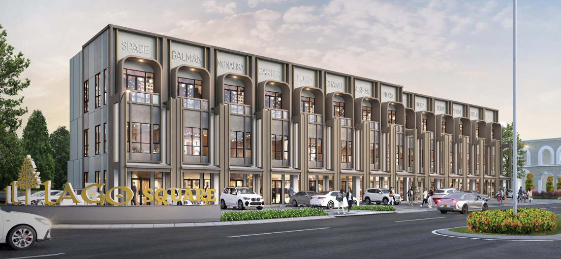Fasad ruko iL Lago Square Gading Serpong gaya Art Deco