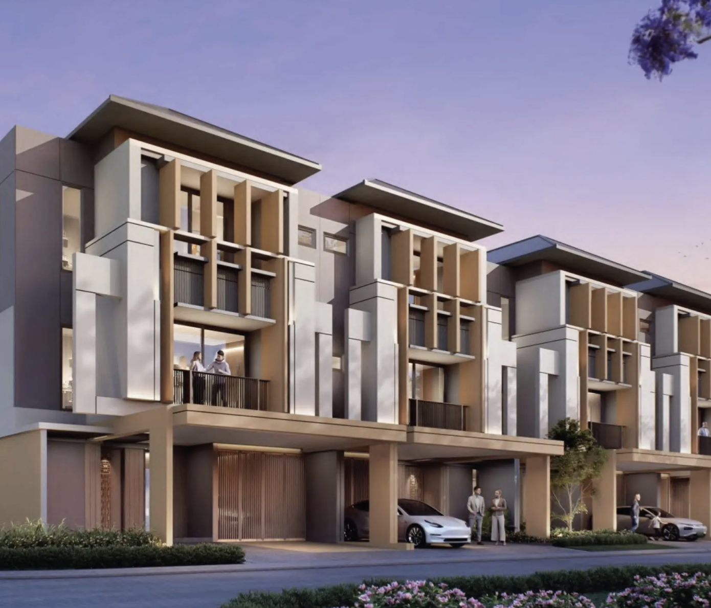 Fasad rumah mewah 3 lantai Elyon by Eonna BSD City gaya tropical modern