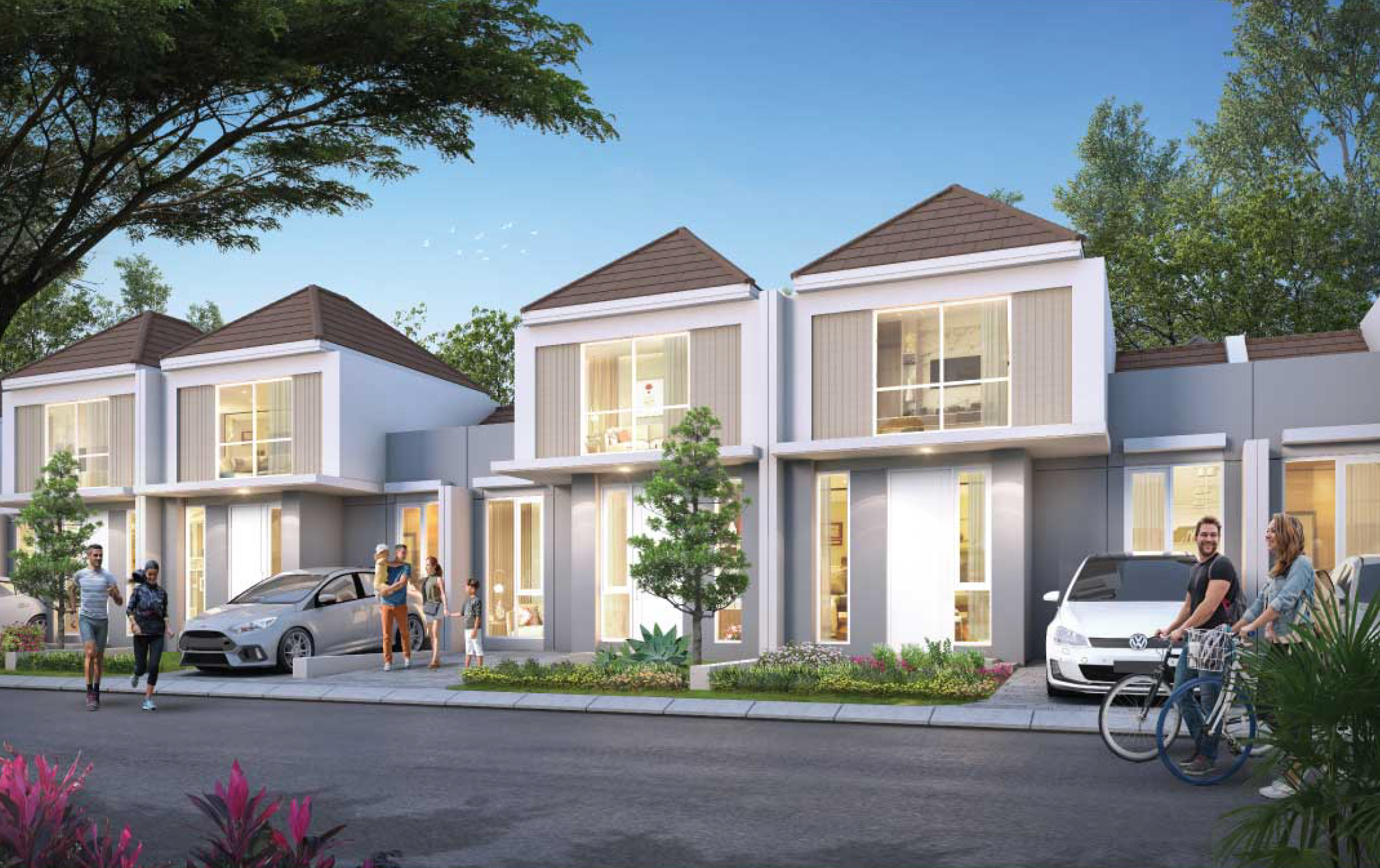 Fasad modern tropical rumah Cluster Canna Paramount Petals Tangerang