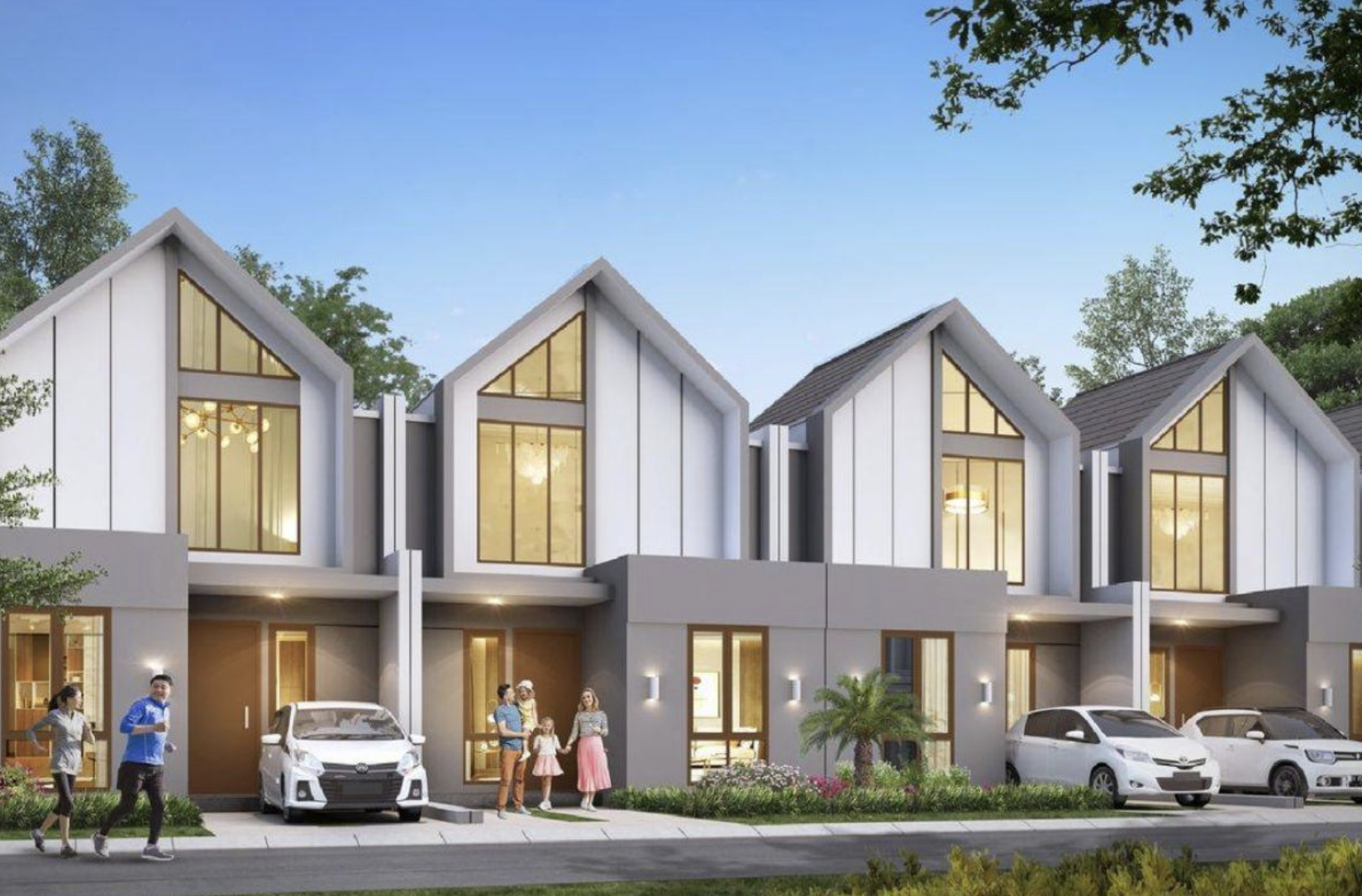 Fasad depan rumah modern Cluster Gardenia Paramount Petals Tangerang